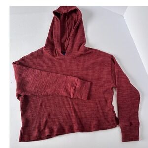 Old Navy Womens Maroon Waffle Knit Cropped Pullover Hoodie -‎ Size Medium